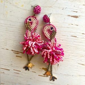 Pink Flamingo Beaded Earrings